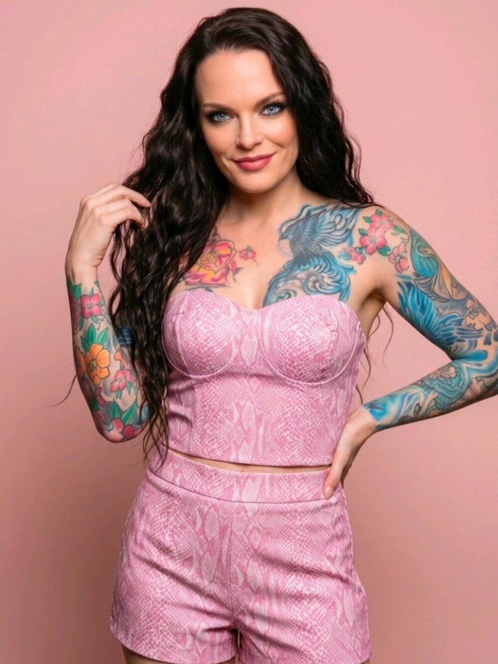 Pink Snake Print ✦ Strapless Bustier Top ✦ Structured Vinyl Detail Side Zip Sz S